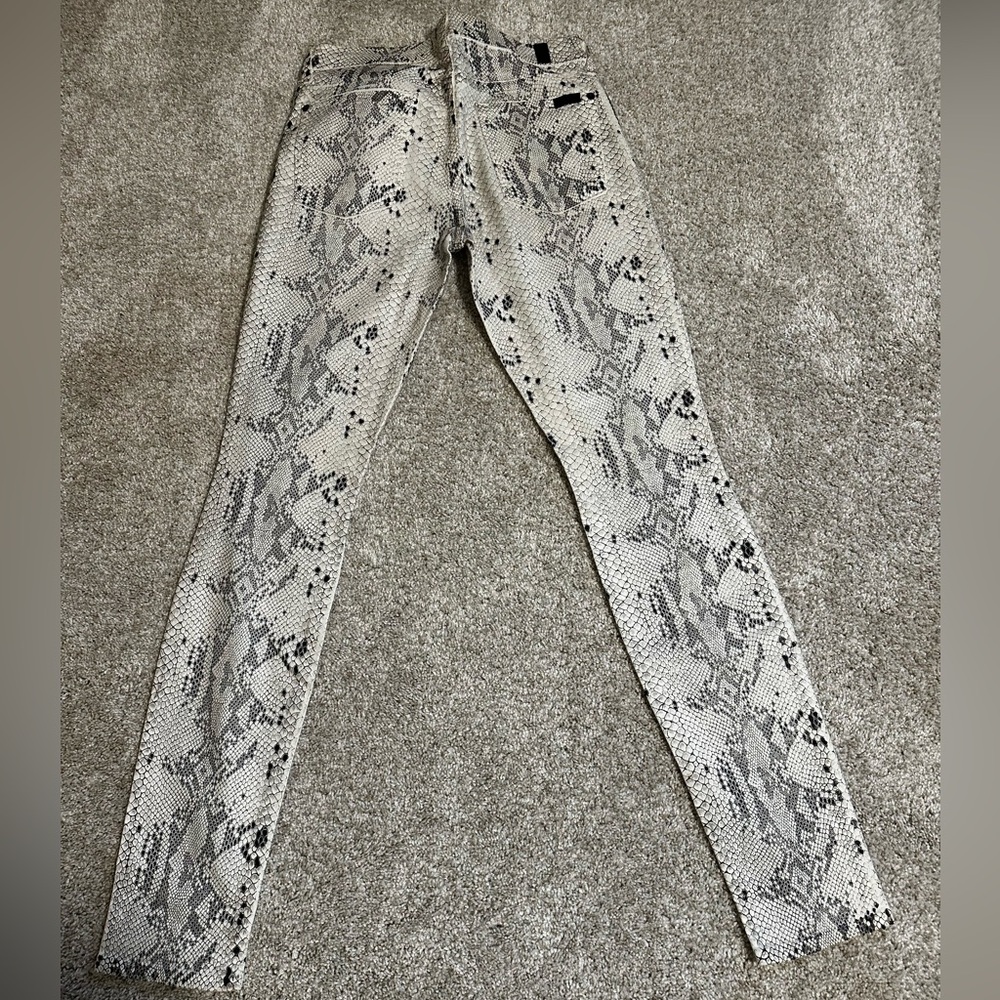 7 for All Mankind skinny snakeskin print denim